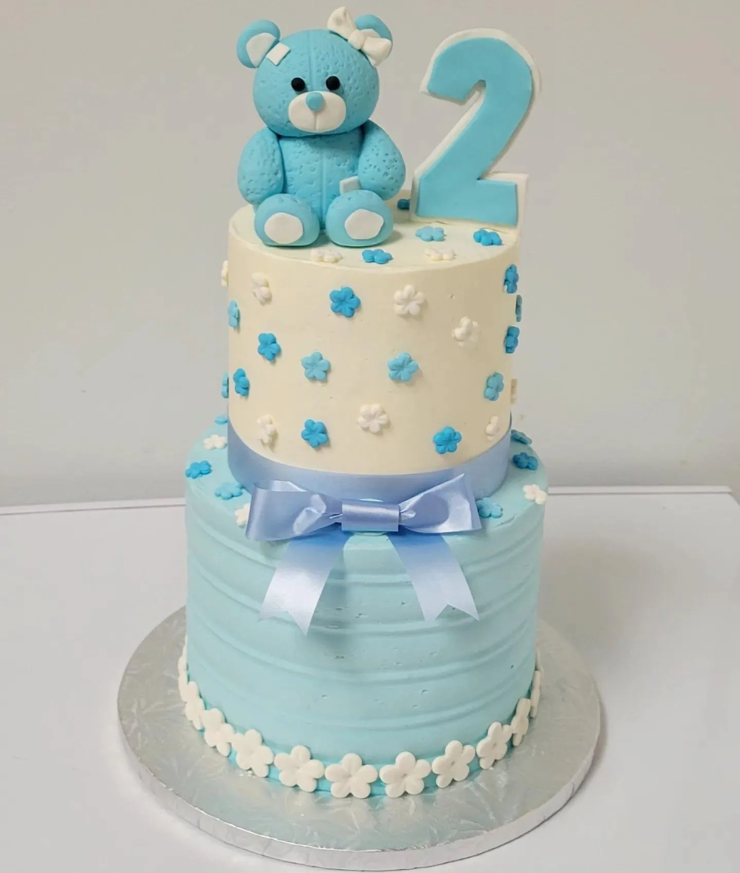 Blue Teddy Bear Baby Cake